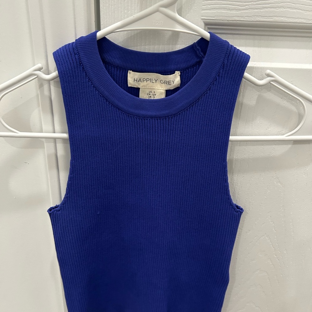 Happily Grey Royal Blue Sleeveless Top